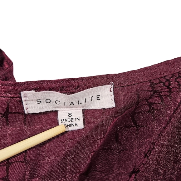 Socialite Long Sleeve Wrap Front V Neck Body Suit, Plum Purple, Small - Picture 11 of 16